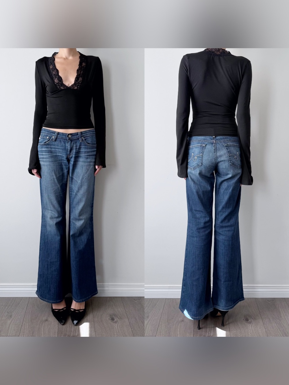 Chic Adriano Goldschmieo low rise flared jeans